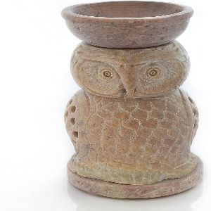 Stone Essential Oil Diffuser Owl TEALIGHT Stand Handmade Aromath